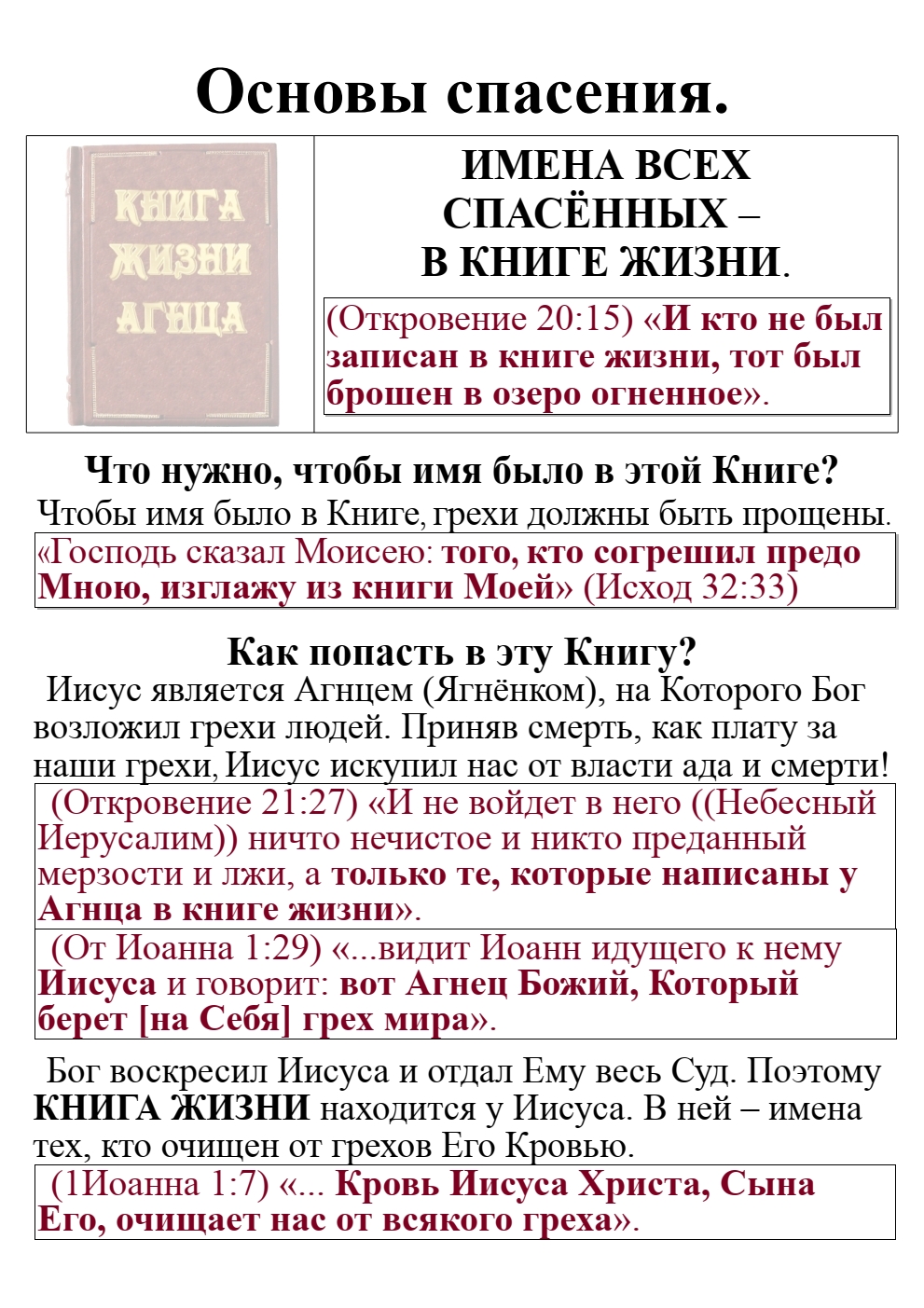 Книга Жизни Агнца. Иисус - Единственный путь к Богу.